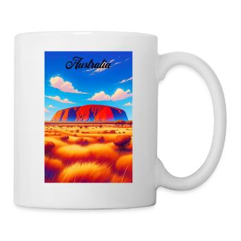 Australia Uluru Retro Poster Souvenir - Mug - white - Right