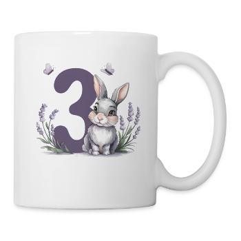 3. Geburtstag 3 Jahre Hase Häschen Lavendel Lila - Tasse - Weiß - Rechts