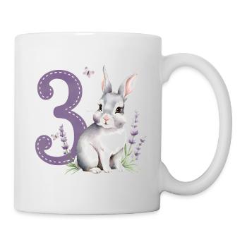 3. Geburtstag 3 Jahre Hase Häschen Lavendel Lila - Tasse - Weiß - Rechts