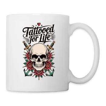 Chemise tête de mort tatouée à vie - Mug blanc - blanc - Droite