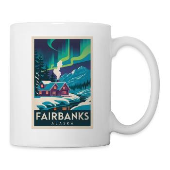Fairbanks Alaska Polarlicht Poster Souvenir - Tasse - Weiß - Rechts