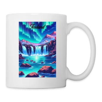 Islande Aurora Affiche Rétro Souvenir Vintage - Mug blanc - blanc - Droite