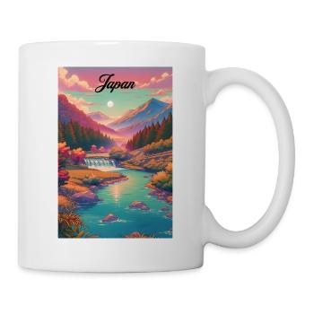 Japan Retro Landschaft Poster Vintage Souvenir - Tasse - Weiß - Rechts