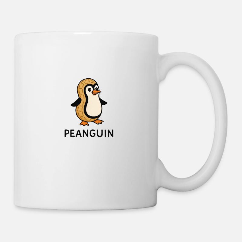 Peanguin - Pingouin avec motif de bande dessinée au corps de cacahuète - Mug blanc - blanc