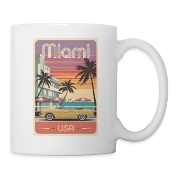 Miami Art Deco Retro Poster Vintage Souvenir - Tasse - Weiß - Rechts