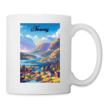 Norway Fjord Retro Poster Vintage Souvenir - Mug - white - Right