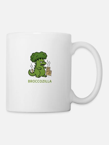 Dessin animé du monstre de brocoli – Broccozilla - Mug blanc - blanc