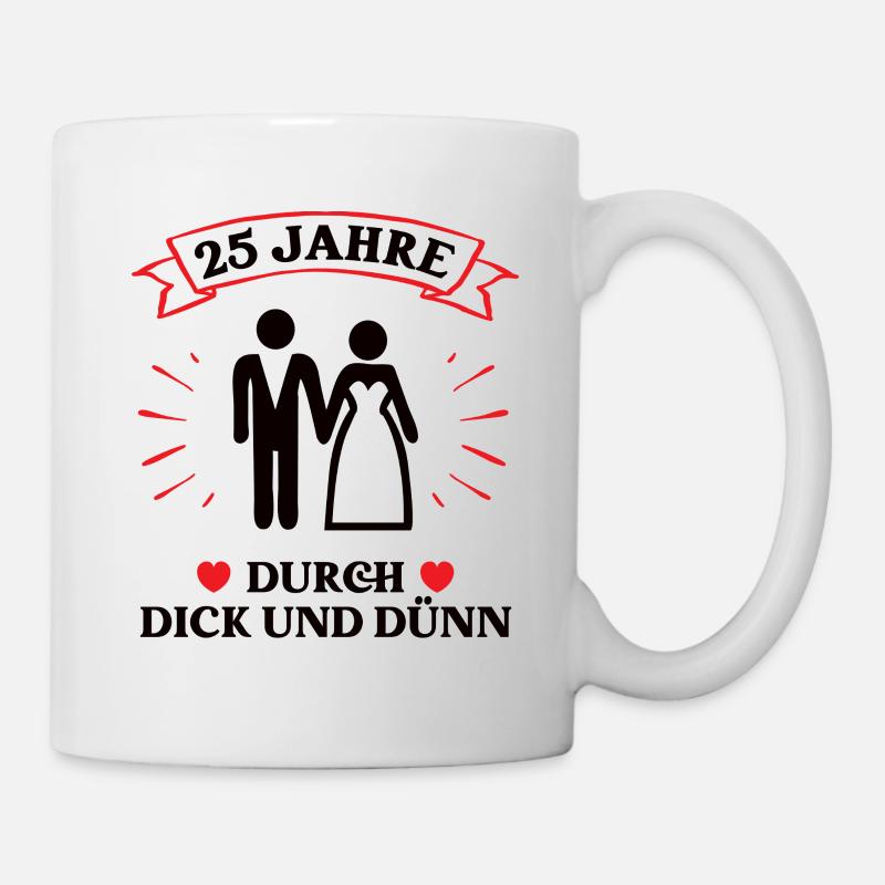 25 Jahre Ehe Verheiratet 25. Hochzeitstag - Tasse - Weiß