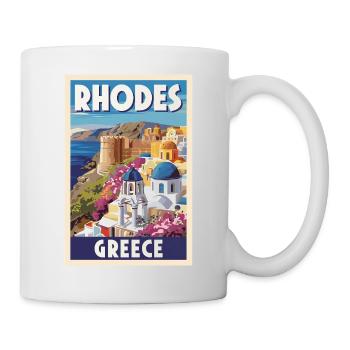 Rhodes Grèce Affiche Rétro Souvenir Vintage - Mug blanc - blanc - Droite