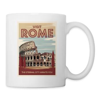 Visit Rome Retro Poster Vintage Souvenir - Tasse - Weiß - Rechts