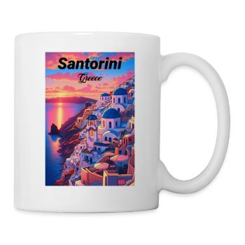 Santorini Retro Poster Vintage Souvenir - Mug - white - Right