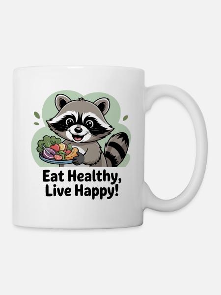 GESUND ESSEN, GLÜCKLICH LEBEN - Tasse - Weiß