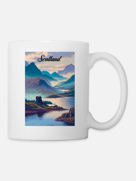 Scotland Highlands Poster Vintage Souvenir - Tasse - Weiß
