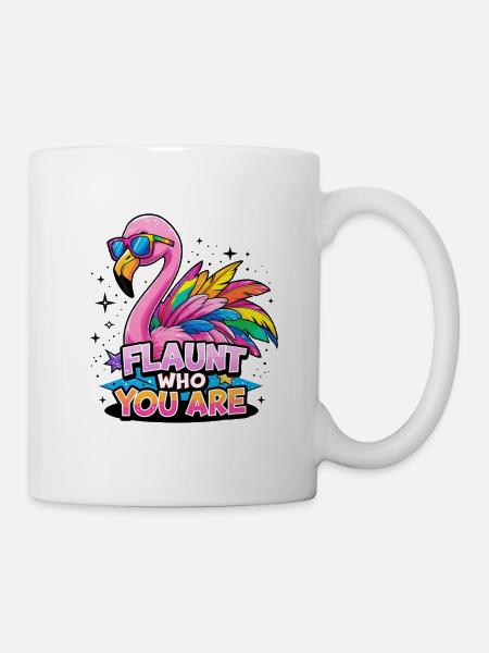 Bunter Flamingo – Sei stolz, wie du bist - Tasse - Weiß
