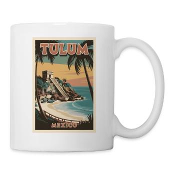 Tulum Retro Poster Vintage Souvenir - Tasse - Weiß - Rechts