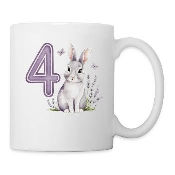 4. Geburtstag 4 Jahre Hase Häschen Lavendel Lila - Tasse - Weiß - Rechts