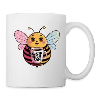 Buzzed before 8 a.m. - Tired bee needs coffee - Mug - white - Right