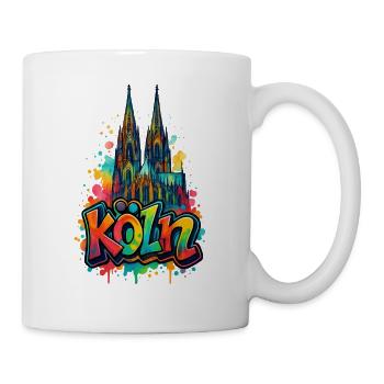 Kölner Dom Graffiti Style - Tasse - Weiß - Rechts