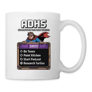 ADHD Superpower – Side-Quest Hero Shirt - Mug - white - Right
