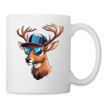 Cool cerf cerf tête chasseur chasse forêt sauvage - Mug blanc - blanc - Droite