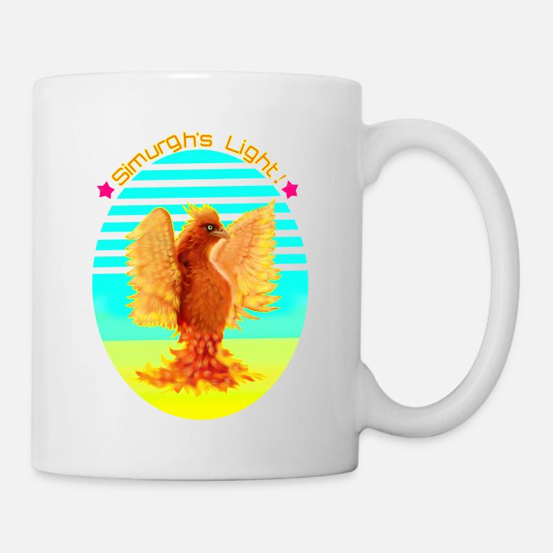 Un cyber-oiseau orange brillant d’une lumière citronnée - Mug blanc - blanc