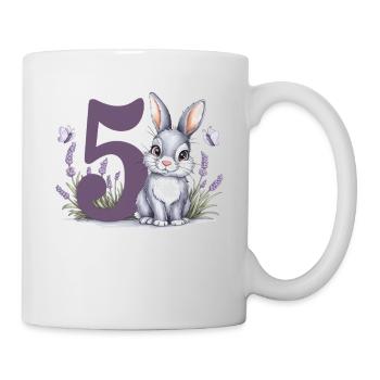 5. Geburtstag 5 Jahre Hase Häschen Lavendel Lila - Tasse - Weiß - Rechts