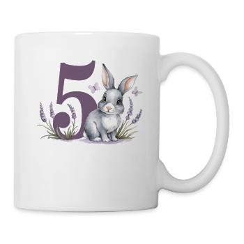 5. Geburtstag 5 Jahre Hase Häschen Lavendel Lila - Tasse - Weiß - Rechts