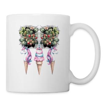 Erdbeeren Einhorn Eiscrem Eis Teenie Kinder Kind - Tasse - Weiß - Rechts