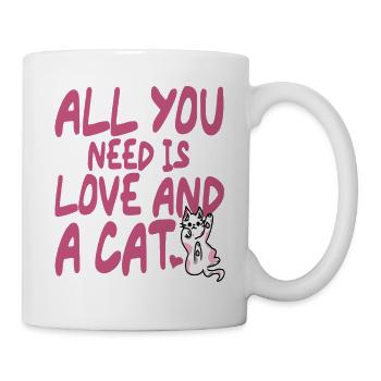 Tout ce dont vous avez besoin, c’est d’amour et d’un chat chat - Mug blanc - blanc - Droite
