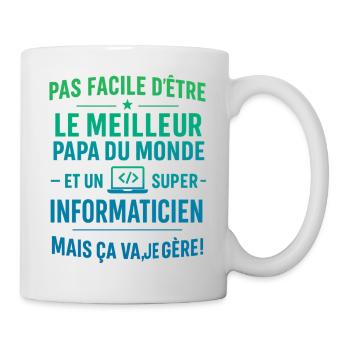 Super Papa Informaticien idée cadeau père - Mug blanc - blanc - Droite