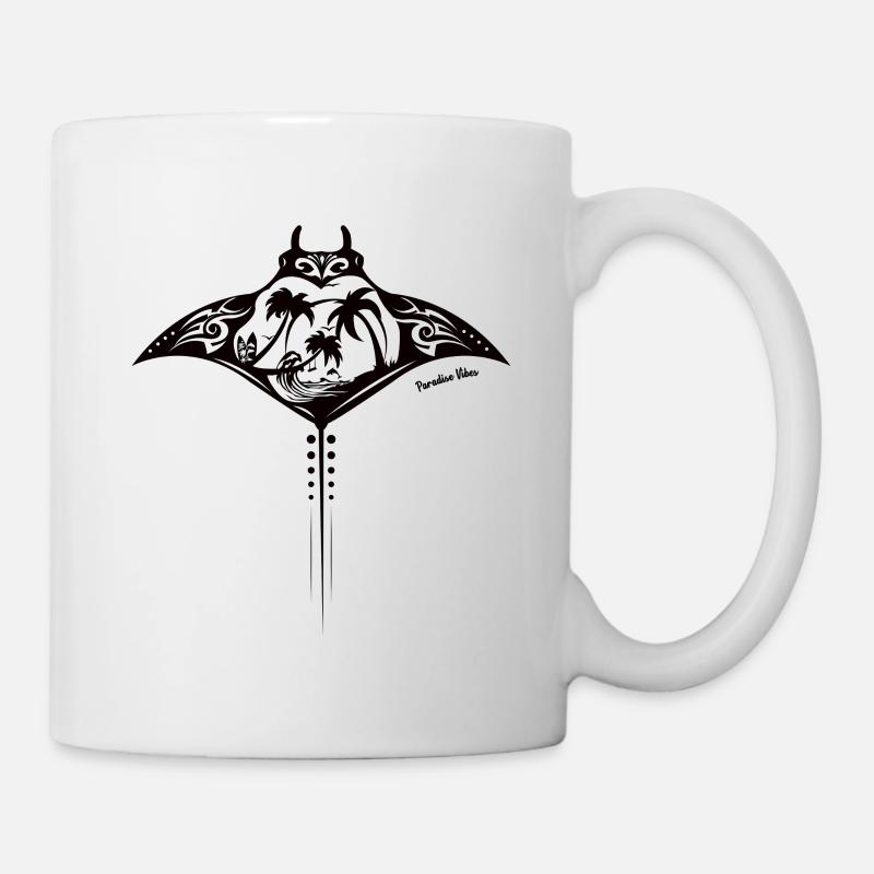 Manta Ray, Teufelsrochen, Tribal, Urlaub, Strand - Tasse - Weiß