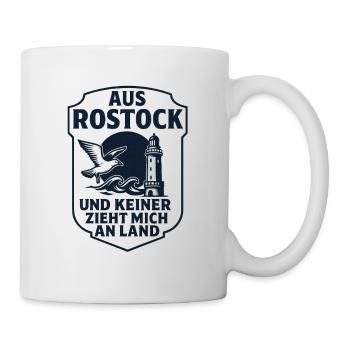 Aus Rostock – Und keiner zieht mich an Land | Möwe - Tasse - Weiß - Rechts