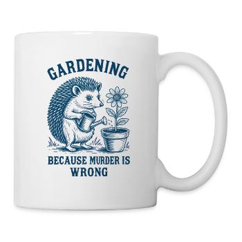 Funny hedgehog and garden design - Mug - white - Right