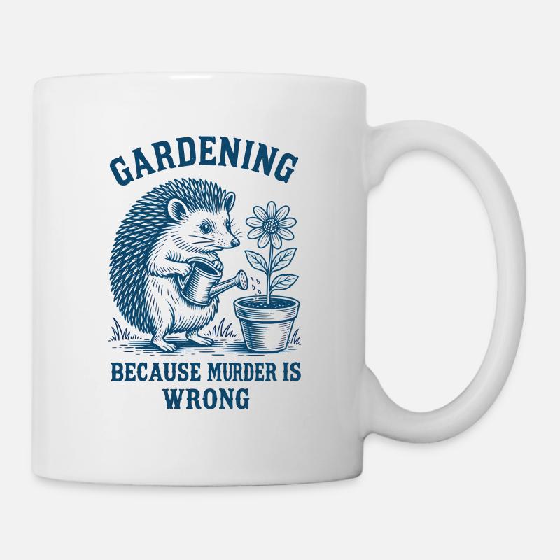 Lustiges Igel und Garten Design - Tasse - Weiß