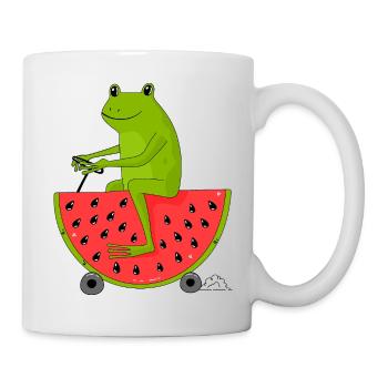 Grenouille et pastèque - Mug blanc - blanc - Droite