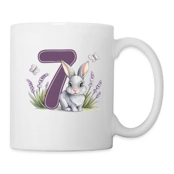 7. Geburtstag 7 Jahre Hase Häschen Lavendel Lila - Tasse - Weiß - Rechts