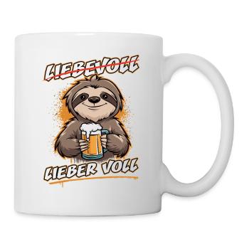 Bier Faultier | Liebevoll lieber voll Sloth - Tasse - Weiß - Rechts