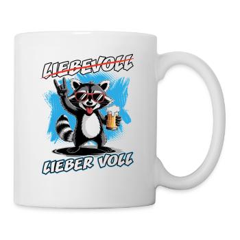 Bier | Liebevoll lieber voll | Waschbär - Tasse - Weiß - Rechts