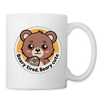 BEARY FATIGUÉ BEARY CUTE - Mug blanc - blanc - Droite