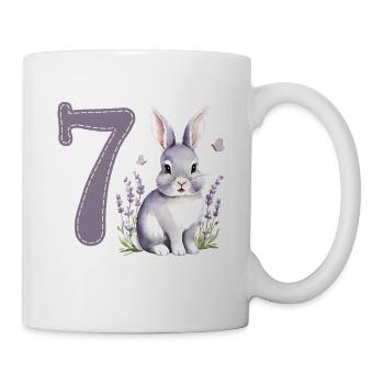 7. Geburtstag 7 Jahre Hase Häschen Lavendel Lila - Tasse - Weiß - Rechts