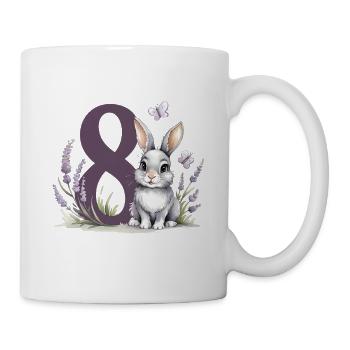 8. Geburtstag 8 Jahre Hase Häschen Lavendel Lila - Tasse - Weiß - Rechts