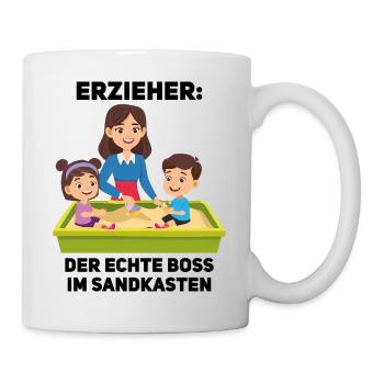 Sandkasten-Chef – Erzieher mit Führungsstil - Tasse - Weiß - Rechts