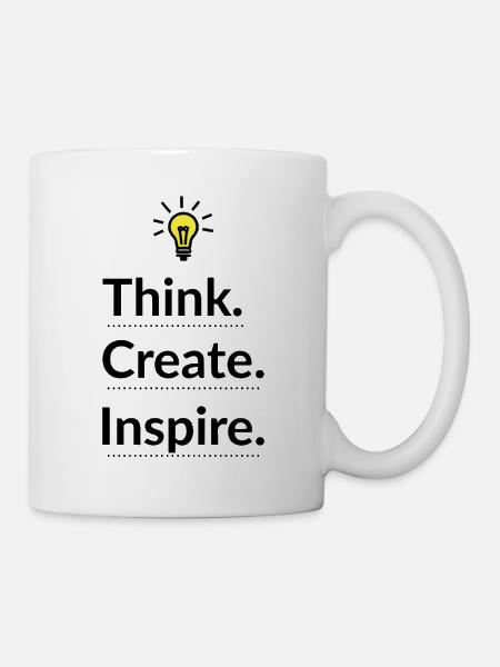 Think Create Inspire Glühbirne - Tasse - Weiß