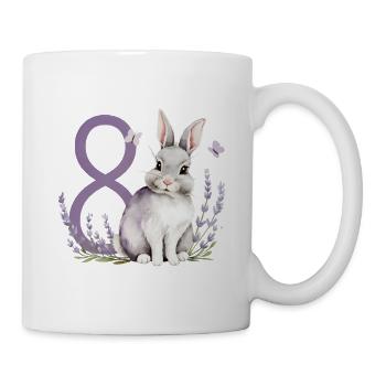 8. Geburtstag 8 Jahre Hase Häschen Lavendel Lila - Tasse - Weiß - Rechts