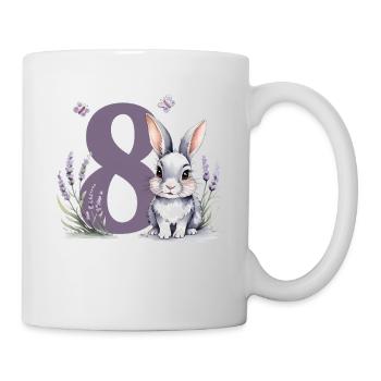 8. Geburtstag 8 Jahre Hase Häschen Lavendel Lila - Tasse - Weiß - Rechts