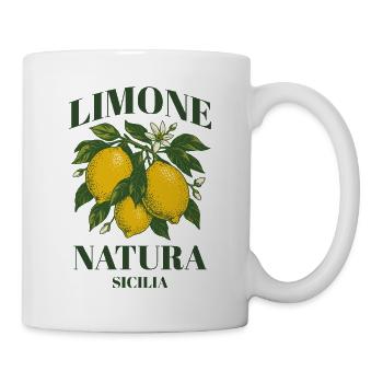 Italienisches Zitronenmotiv – Sicilia Vintage Look - Tasse - Weiß - Rechts
