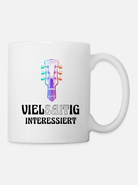 Gitarre vielsaitig interessiert - Tasse - Weiß