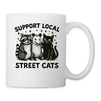 Raccoon Opossum Cat, Support Local Street Cats - Mug - white - Right