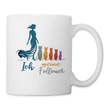 Me & My Followers – Cat Humor Design - Mug - white - Right