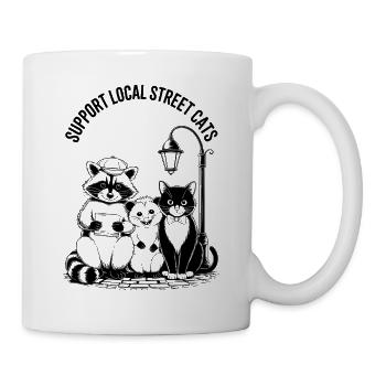 Raccoon Opossum Cat, Support Local Street Cats - Mug - white - Right